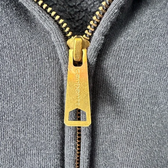 Carhartt Original Fit Zip Up Hoodie Gray Black Sweatshirt Small - Picture 3 of 6